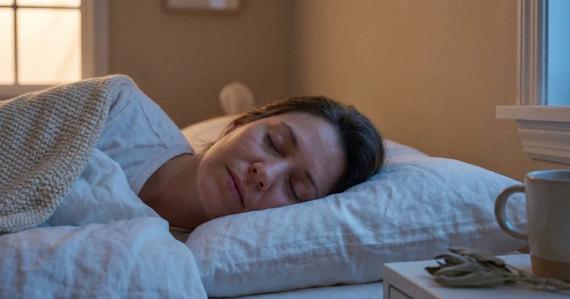 Person in REM sleep with subtle eye movement under closed eyelids